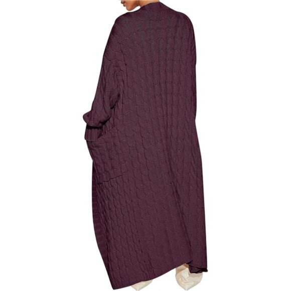 Womens Long Cardigan Sweaters Trendy plum - Picture 4 of 5